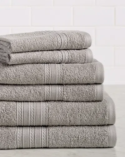 Superior Eco-friendly 6pc Solid Absorbent Cotton Towel Set In Gray