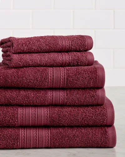 Superior Eco-friendly 6pc Solid Absorbent Cotton Towel Set In Burgundy