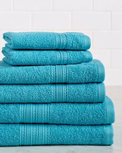 Superior Eco-friendly 6pc Solid Absorbent Cotton Towel Set In Blue