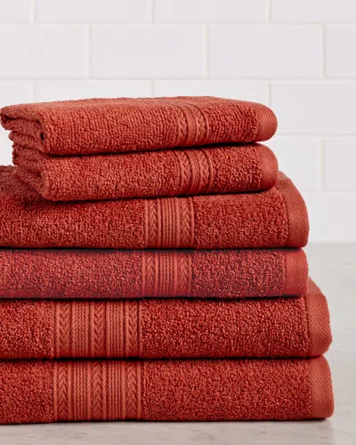 Superior Eco-friendly 6pc Solid Absorbent Cotton Towel Set In Multi