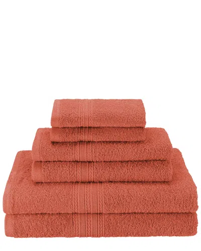 Superior Eco-friendly Absorbent 6pc Cotton Towel Set In Orange