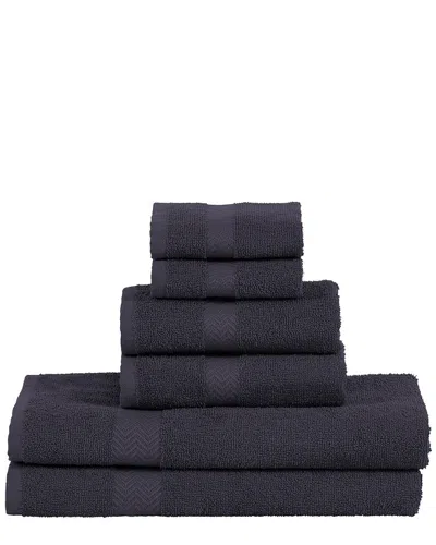 Superior Eco-friendly Absorbent 6pc Cotton Towel Set In Blue