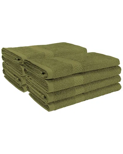 Superior Eco-friendly Absorbent 8pc Hand Cotton Towel Set In Green