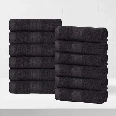 Superior Eco-friendly Cotton 12pc Face Towel 12-pc. Quick Dry Bath Towel Set In Black
