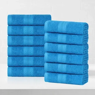 Superior Eco-friendly Cotton 12pc Face Towel 12-pc. Quick Dry Bath Towel Set In Blue