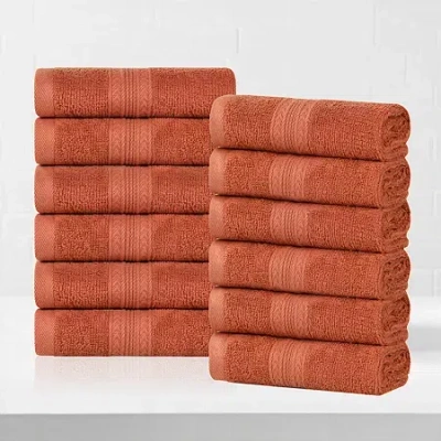 Superior Eco-friendly Cotton 12pc Face Towel 12-pc. Quick Dry Bath Towel Set In Brown