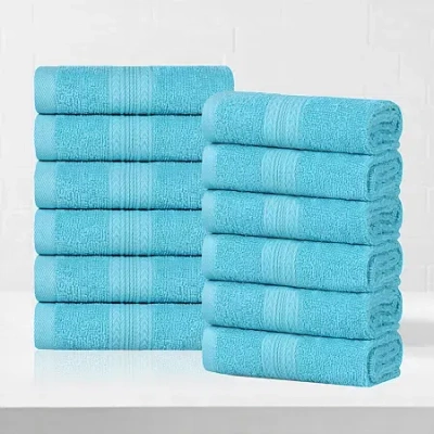 Superior Eco-friendly Cotton 12pc Face Towel 12-pc. Quick Dry Bath Towel Set In Blue