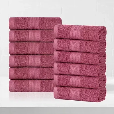 Superior Eco-friendly Cotton 12pc Face Towel 12-pc. Quick Dry Bath Towel Set In Pink