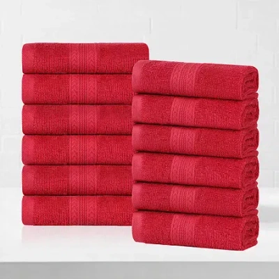 Superior Eco-friendly Cotton 12pc Face Towel 12-pc. Quick Dry Bath Towel Set In Red