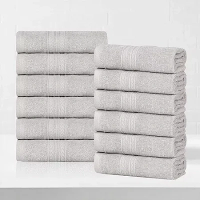 Superior Eco-friendly Cotton 12pc Face Towel 12-pc. Quick Dry Bath Towel Set In Gray