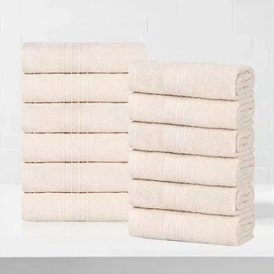 Superior Eco-friendly Cotton 12pc Face Towel 12-pc. Quick Dry Bath Towel Set In Neutral