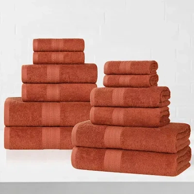 Superior Eco-friendly Cotton 12pc Towel Set 12-pc. Quick Dry Bath Towel Set In Brown