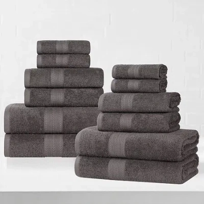 Superior Eco-friendly Cotton 12pc Towel Set 12-pc. Quick Dry Bath Towel Set In Gray