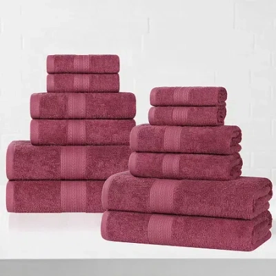 Superior Eco-friendly Cotton 12pc Towel Set 12-pc. Quick Dry Bath Towel Set In Pink