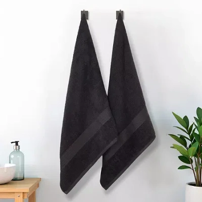 Superior Eco-friendly Cotton 2pc Bath Sheet 2-pc. Quick Dry Bath Towel Set In Black