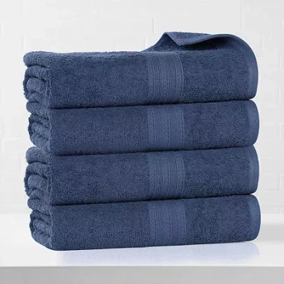 Superior Eco-friendly Cotton 4pc Bath Towel 4-pc. Quick Dry Bath Towel Set In Blue