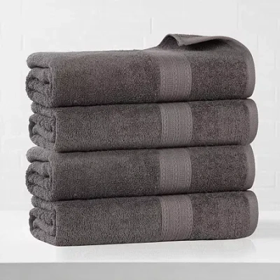Superior Eco-friendly Cotton 4pc Bath Towel 4-pc. Quick Dry Bath Towel Set In Gray