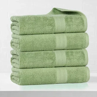Superior Eco-friendly Cotton 4pc Bath Towel 4-pc. Quick Dry Bath Towel Set In Green
