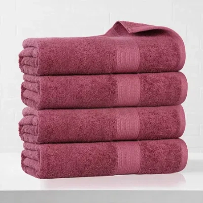 Superior Eco-friendly Cotton 4pc Bath Towel 4-pc. Quick Dry Bath Towel Set In Purple