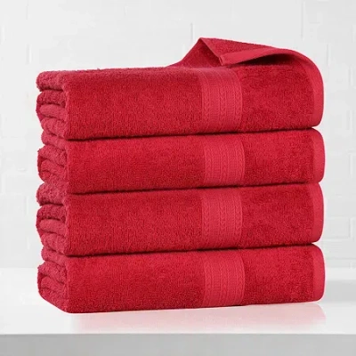 Superior Eco-friendly Cotton 4pc Bath Towel 4-pc. Quick Dry Bath Towel Set In Red