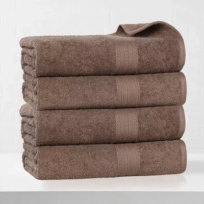 Superior Eco-friendly Cotton 4pc Bath Towel 4-pc. Quick Dry Bath Towel Set In Brown