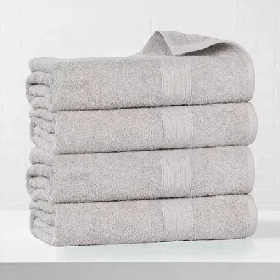 Superior Eco-friendly Cotton 4pc Bath Towel 4-pc. Quick Dry Bath Towel Set In Gray