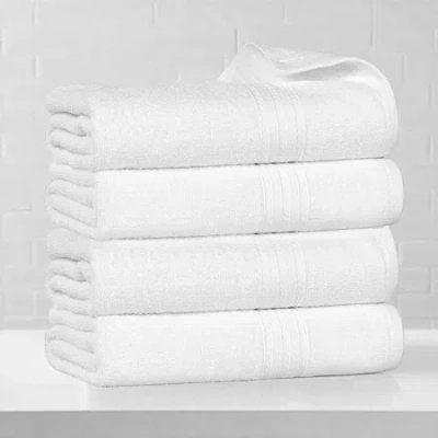 Superior Eco-friendly Cotton 4pc Bath Towel 4-pc. Quick Dry Bath Towel Set In White