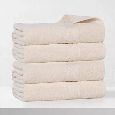 Superior Eco-friendly Cotton 4pc Bath Towel 4-pc. Quick Dry Bath Towel Set In White