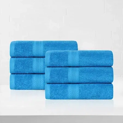 Superior Eco-friendly Cotton 6pc Hand Towel 6-pc. Quick Dry Bath Towel Set In Blue