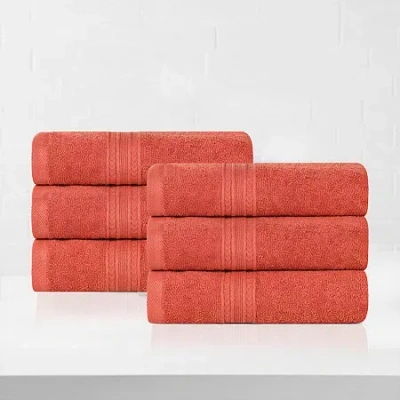 Superior Eco-friendly Cotton 6pc Hand Towel 6-pc. Quick Dry Bath Towel Set In Red
