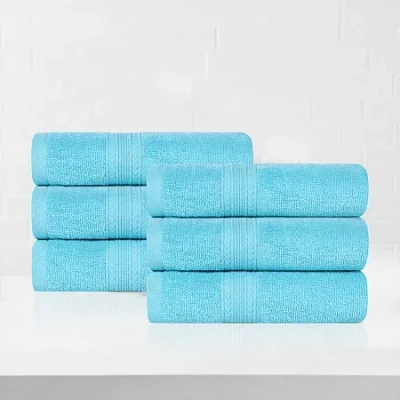 Superior Eco-friendly Cotton 6pc Hand Towel 6-pc. Quick Dry Bath Towel Set In Blue