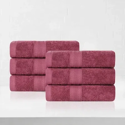 Superior Eco-friendly Cotton 6pc Hand Towel 6-pc. Quick Dry Bath Towel Set In Pink