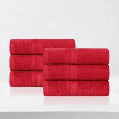 Superior Eco-friendly Cotton 6pc Hand Towel 6-pc. Quick Dry Bath Towel Set In Red
