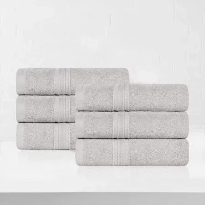 Superior Eco-friendly Cotton 6pc Hand Towel 6-pc. Quick Dry Bath Towel Set In Gray