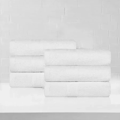 Superior Eco-friendly Cotton 6pc Hand Towel 6-pc. Quick Dry Bath Towel Set In White