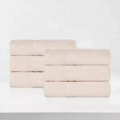 Superior Eco-friendly Cotton 6pc Hand Towel 6-pc. Quick Dry Bath Towel Set In Neutral