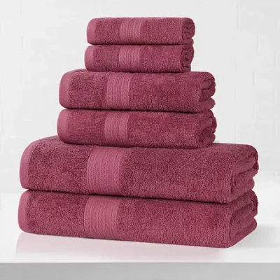 Superior Eco-friendly Cotton 6pc Towel Set 6-pc. Quick Dry Bath Towel Set In Pink