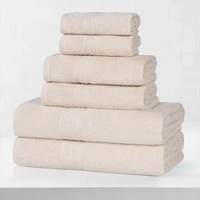 Superior Eco-friendly Cotton 6pc Towel Set 6-pc. Quick Dry Bath Towel Set In Neutral