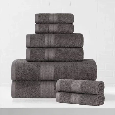 Superior Eco-friendly Cotton 8pc Towel Set 8-pc. Quick Dry Bath Towel Set In Gray
