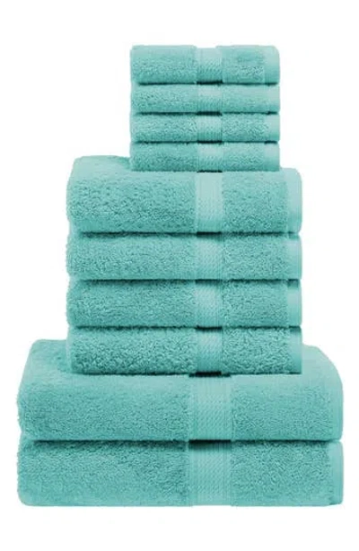 Superior Egyptian Cotton 10-piece Towel Set In Blue