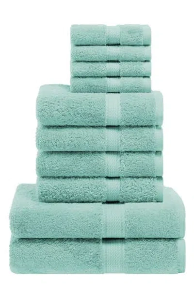 Superior Egyptian Cotton 10-piece Towel Set In Blue