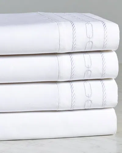 Superior Egyptian Cotton 1000 Thread Count Embroidered Bed Sheet Set In White