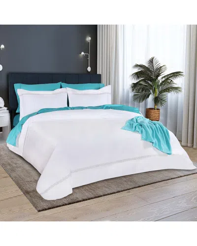 Superior Egyptian Cotton 1000 Thread Count Embroidered Duvet Cover Set In White