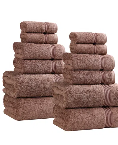 Superior Egyptian Cotton 12-pc. Towel Set In Brown