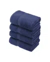 Superior Highly Absorbent 4 Piece Egyptian Cotton Ultra Plush Solid Hand Towel Set Bedding In Navy Blue