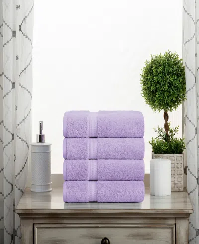Superior Highly Absorbent 4 Piece Egyptian Cotton Ultra Plush Solid Hand Towel Set In Purple