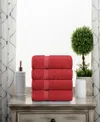Superior Highly Absorbent 4 Piece Egyptian Cotton Ultra Plush Solid Hand Towel Set In Red