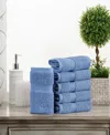 Superior 100% Egyptian Cotton 6-pc Face Towel Set In Denim Blue