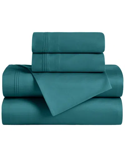 Superior Egyptian Cotton 650-thread Count Solid Deep Pocket Sheet Set In Blue