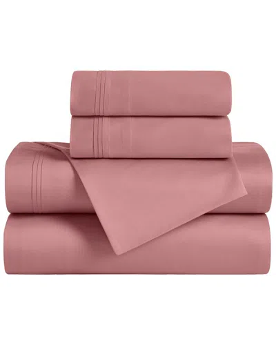 Superior Egyptian Cotton 650-thread Count Solid Deep Pocket Sheet Set In Pink